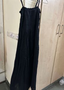 Black Smocked Spaghetti Strap Dress