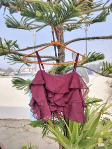 Maroon Ruffle Crop Top