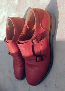 Stylish Red Monk Strap Shoes
