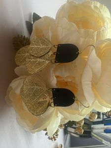 Gold &amp; Black Statement Earrings