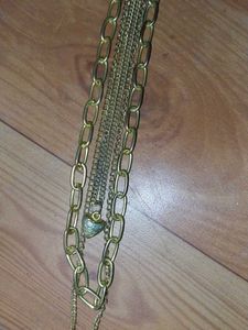 Layered Gold Tone Chain Necklace