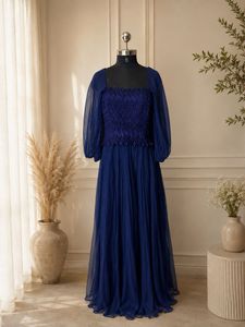 Elegant Blue Smocked Gown
