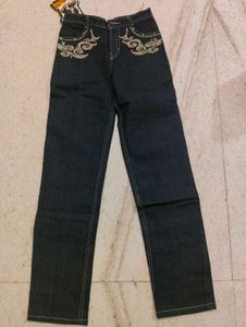 Y2K Dark Blue Straight Fit Denim Jeans
