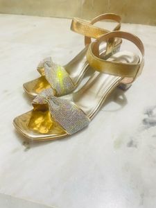 Sparkling Gold Block Heels