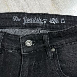 Black Washed Regular Fit Frayed Denim Shorts