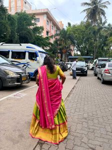 Vibrant Green Ethnic Skirt with Gold Border