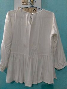 White Lace Detail Peplum Top