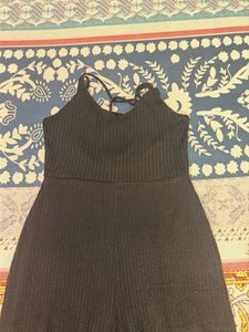 Black Ribbed Jumpsuit