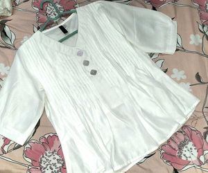 Pearl Grace White Pleated Top