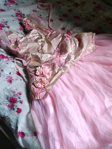 Pink Brocade & Tulle Lehenga Choli