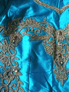 Elegant Teal Embroidered Gown
