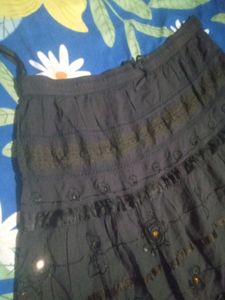 Black Tiered Skirt with Embellishments