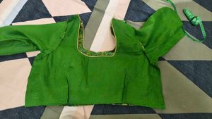 Elegant Green Brocade Saree Blouse