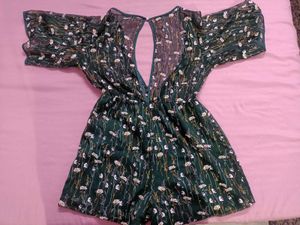 Floral Print Sheer Kimono Romper