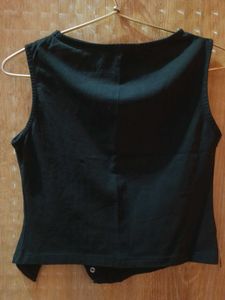 Black Studded Asymmetrical Top