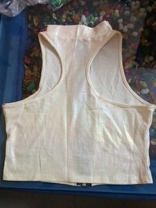 White Metallic Zip-Up Crop Top