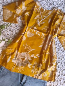 Yellow Floral Print Kurta