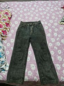 Stylish Washed black Wide-Leg Jeans