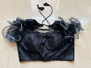 Black frill blouse