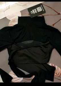 New with tag - Black Mesh Back Tie Crop Top