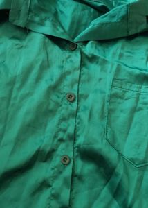 Satin Button-Up Shirt
