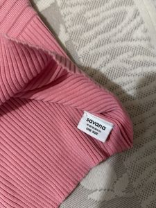 Pink Mock Neck Knit Top