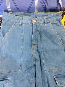 Blue Denim Cargo Pants
