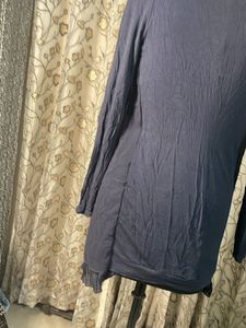 Elegant Navy Blue Pleated Kurta