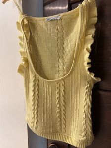 Yellow Ruffle Knit Top