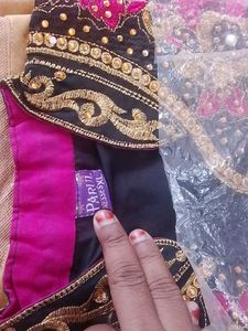 Elegant Black Kurti with Pink &amp; Gold Embroidery