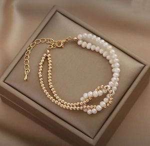 price dropElegant Pearl & Gold Beaded Bracelet