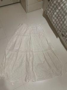White Eyelet Tiered Midi Skirt
