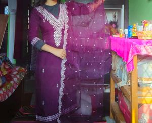 Beautiful Purple Kurta Set with Dupatta