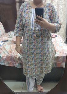 Pure cotton geomatric print suit set size 44
