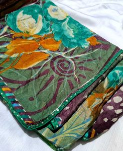 Vibrant Floral Print Saree