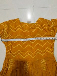 Mustard Yellow Printed Cotton Kurta