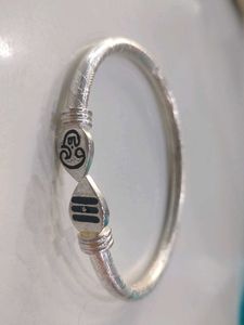 Silver Om &amp; Shiva Lingam Bangle
