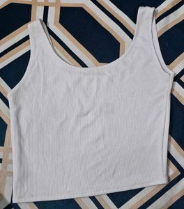 Zara White Ribbed Tank Top