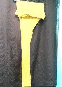Girl Chudidar pyjama yellow shinning smoothly fab