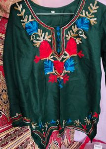Embroidered Green Kurta
