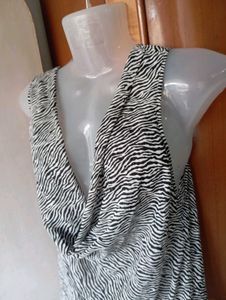 Stylish Zebra Print Cowl Neck Mini Dress
