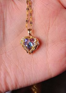 18k Gold Polish Heart Bling Necklace