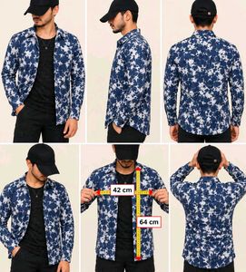 Men's Blue Floral Long Sleeve Shirt