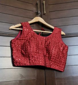 Stylish Sparkling Red Sequined Blouse