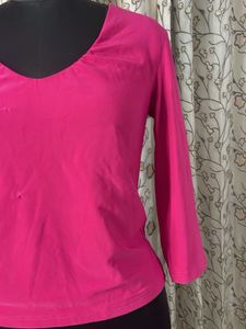 Vibrant Pink 3/4 Sleeve Top