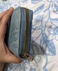 Pale Blue Floral Embossed Wallet