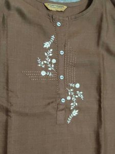 Embroidered Brown Kurta