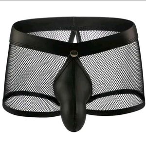 Men's Mesh & Faux Leather Briefs