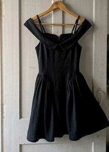 Black Off-Shoulder Fit &amp; Flare Dress