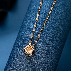 Rose Gold Cube Pendant Necklace